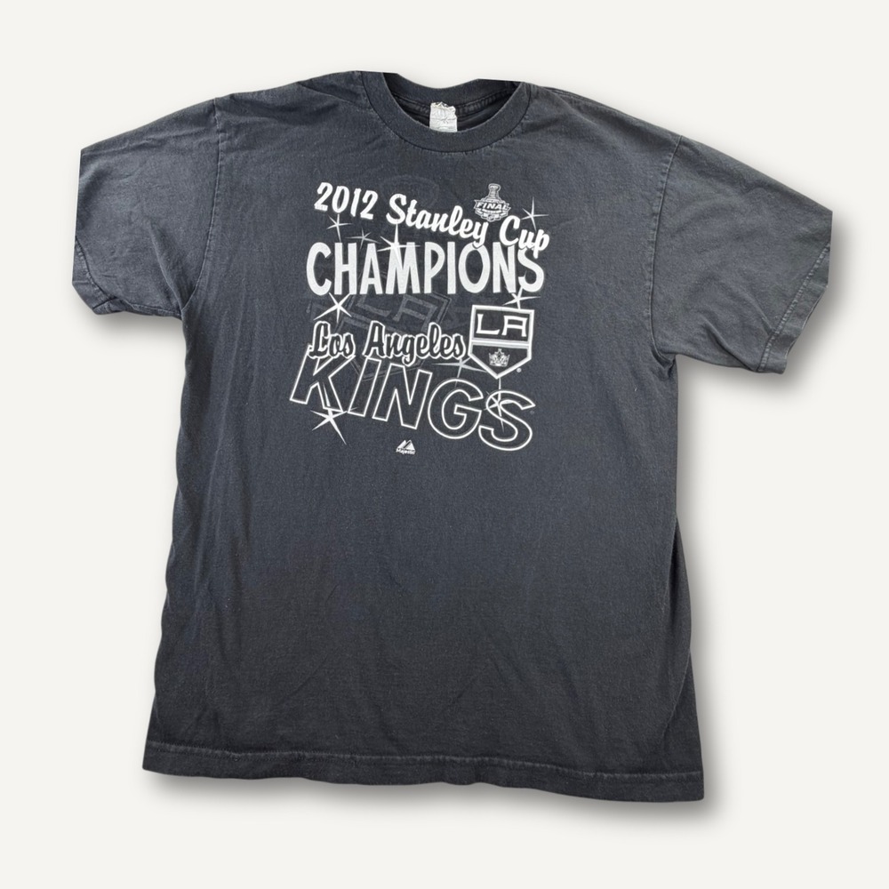 LA Kings 2012 Stanley‎ Cup Shirt Mens Large Faded Black NHL Graphic Tee
